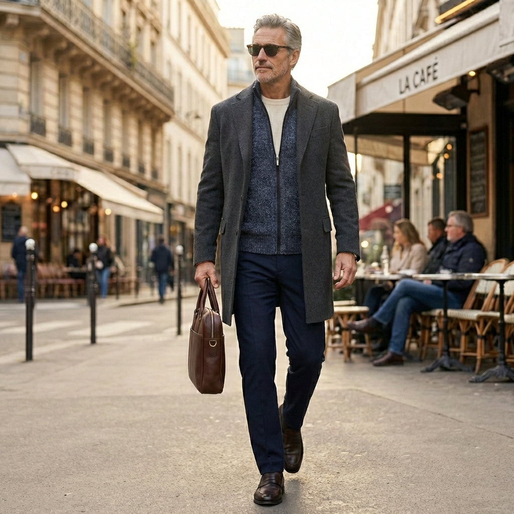 Gilet tricoté zippé homme