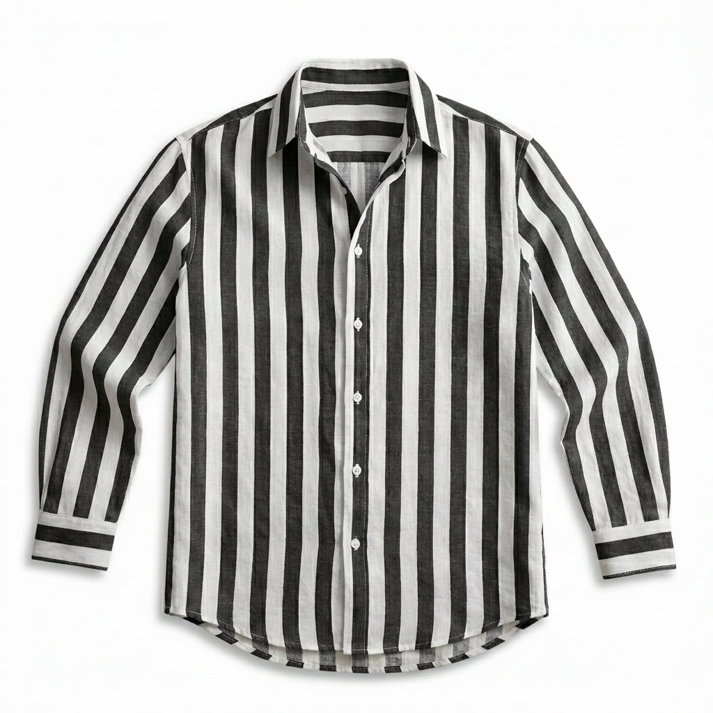 Chemise rayée coton lin homme