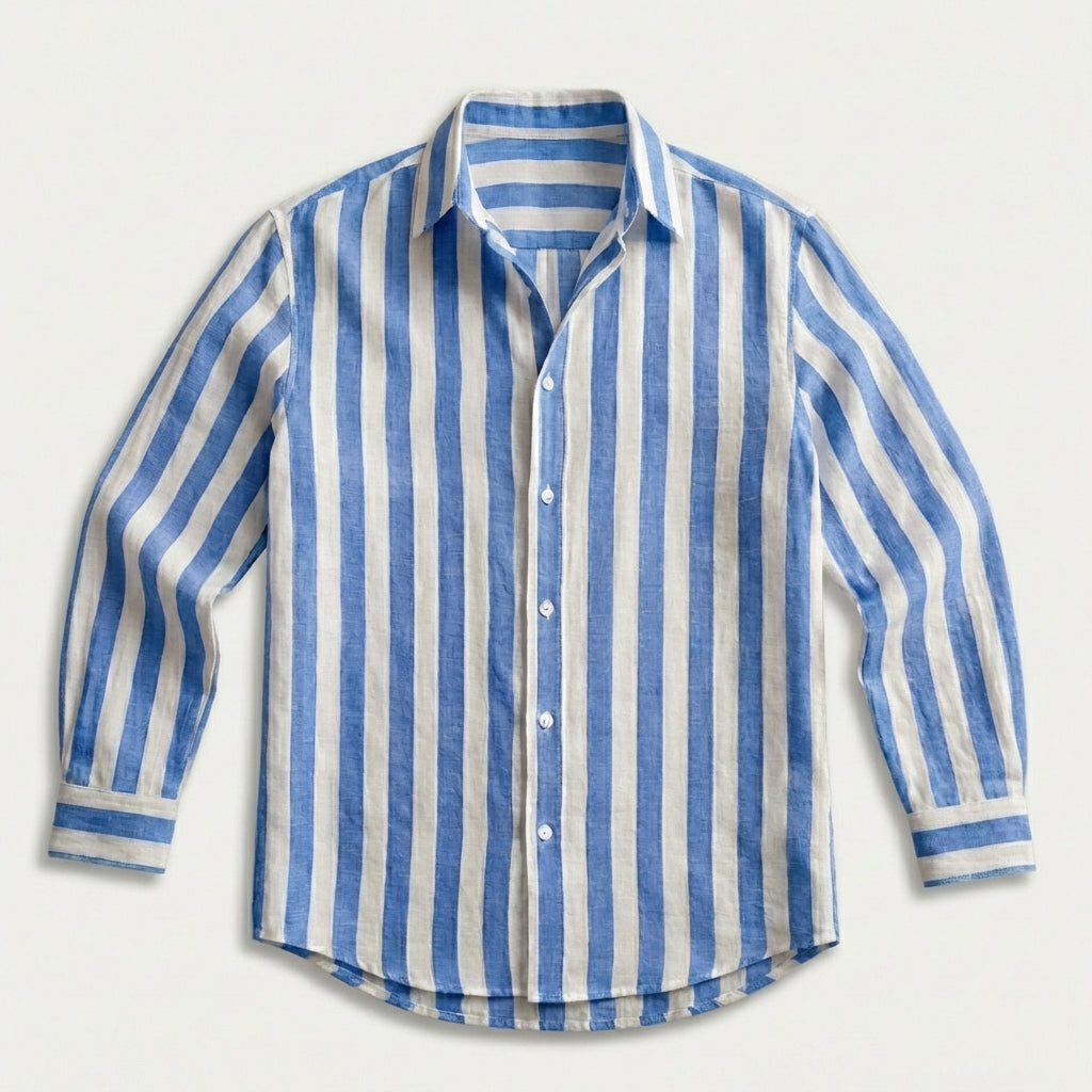 Chemise rayée coton lin homme