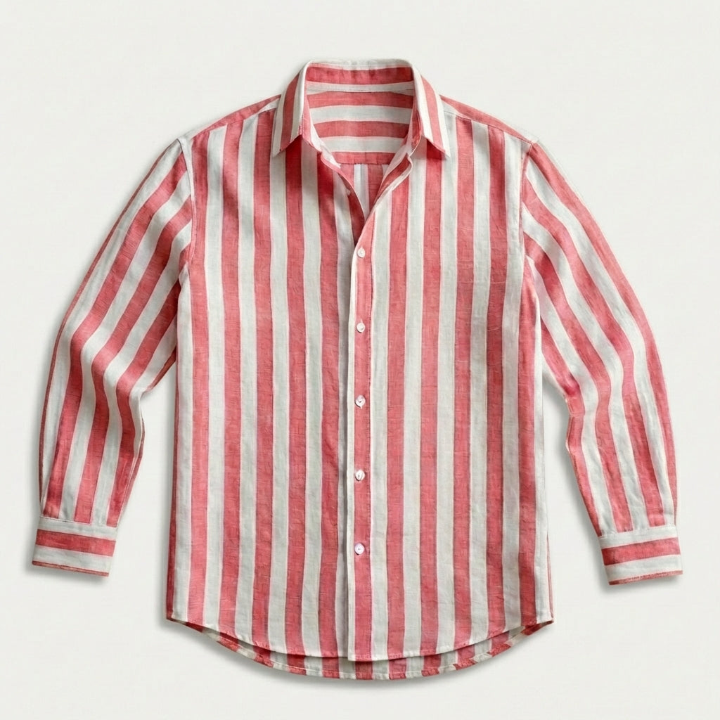 Chemise rayée coton lin homme