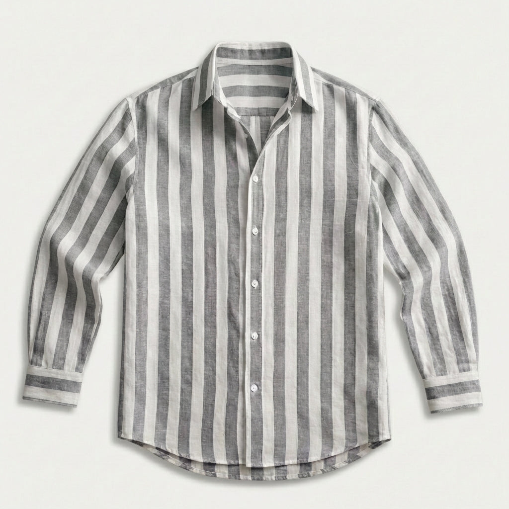 Chemise rayée coton lin homme