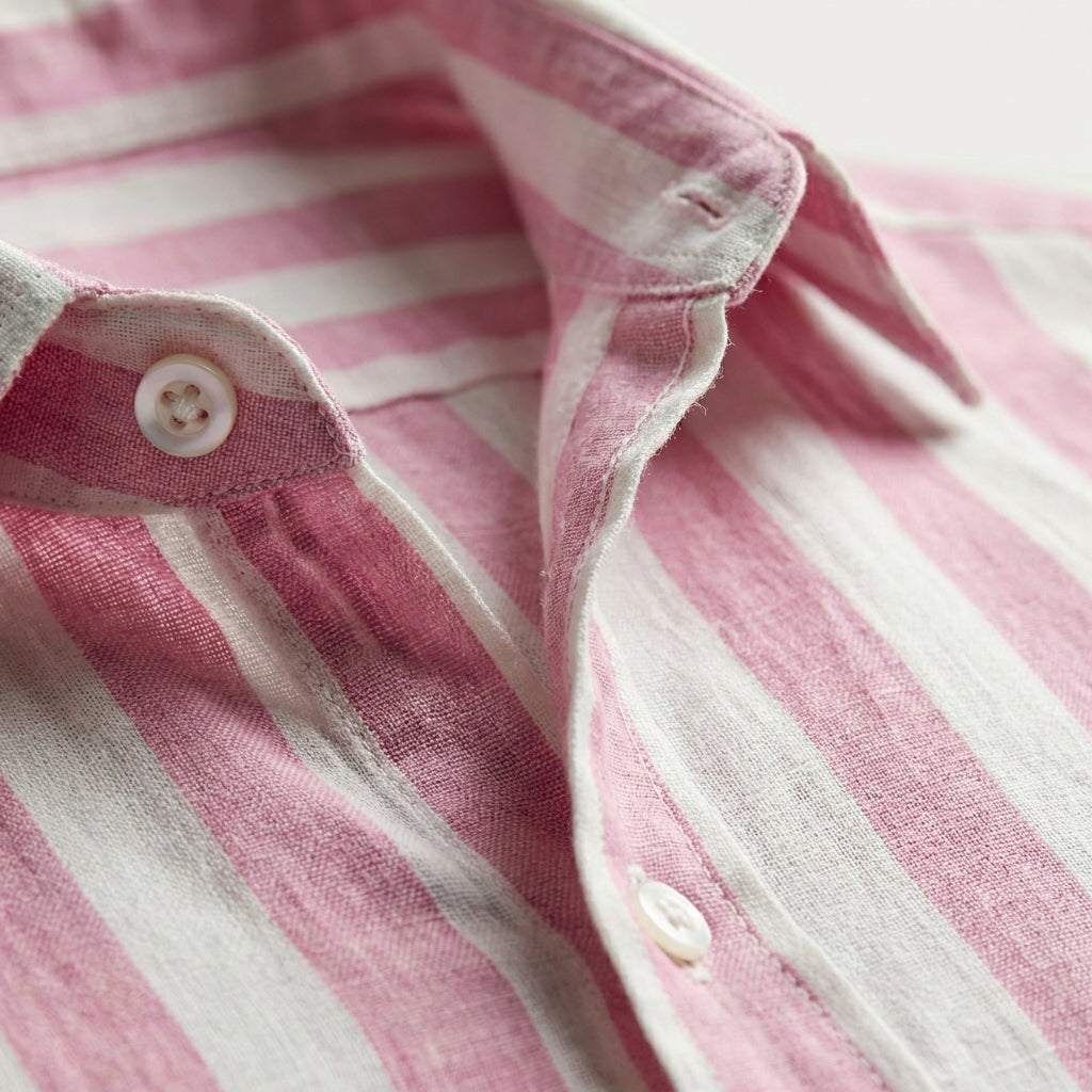 Chemise rayée coton lin homme
