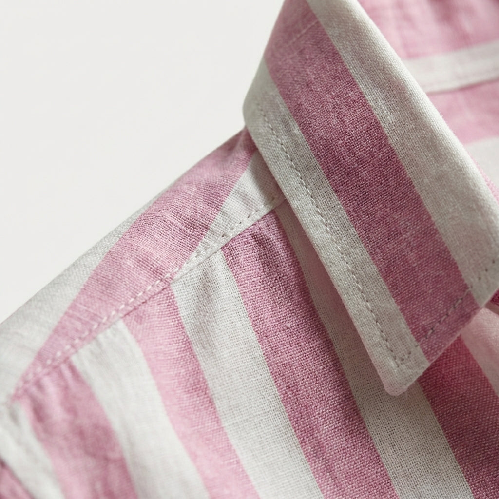 Chemise rayée coton lin homme
