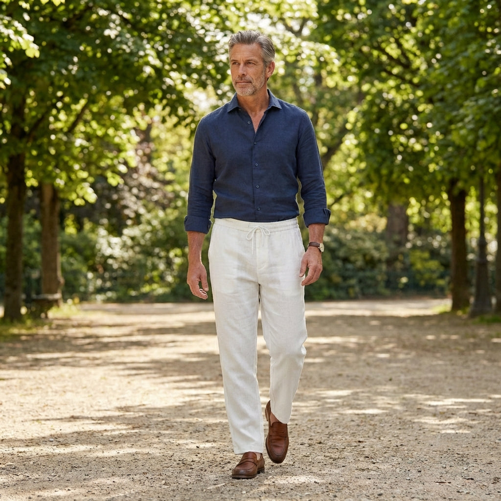 Pantalon droit à cordon homme