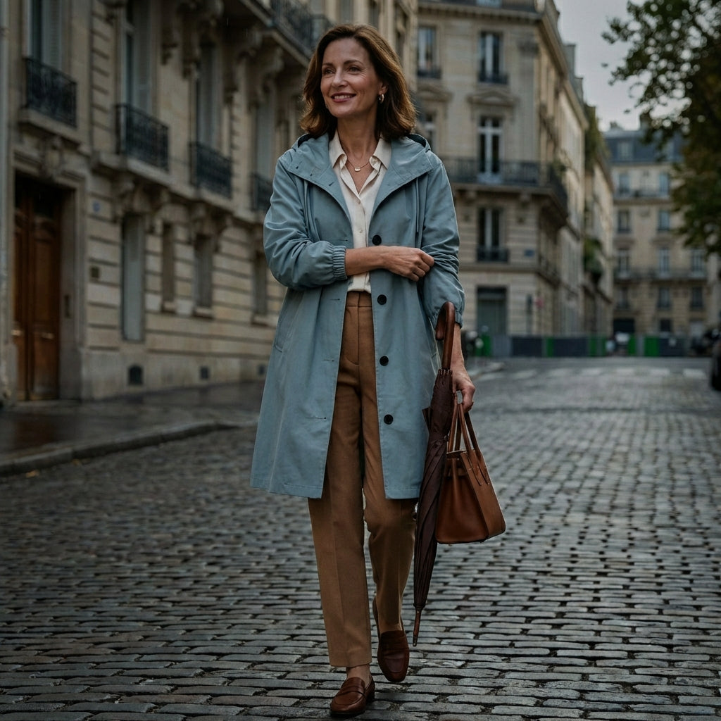 Manteau de pluie urbain à capuche femme
