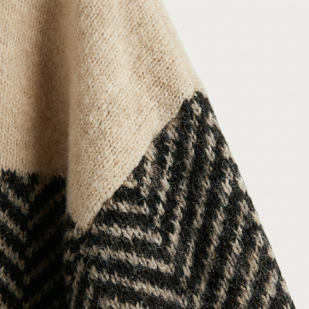 Pull femme col montant motif chevron