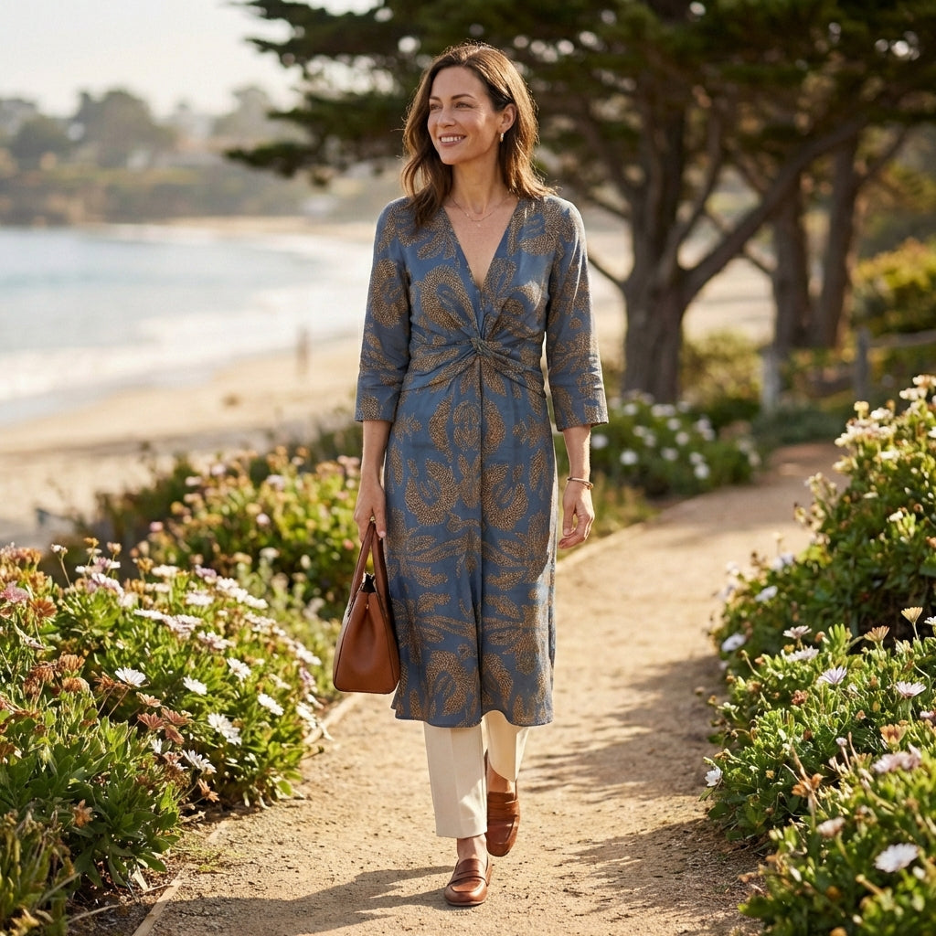 Robe fluide taille nouée femme