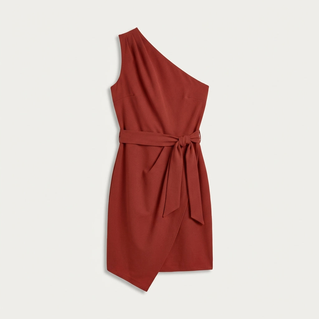 Robe asymétrique ceinturée femme