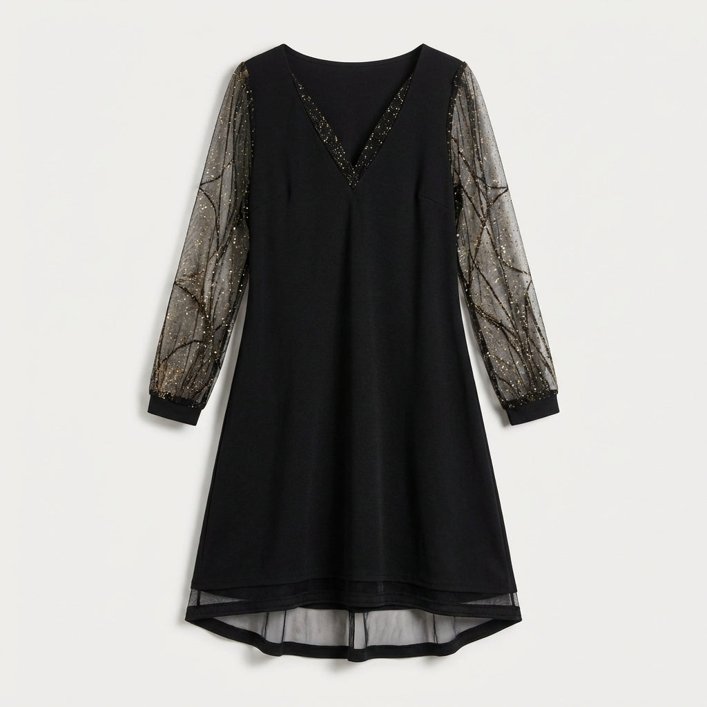 Robe de soirée manches longues transparentes