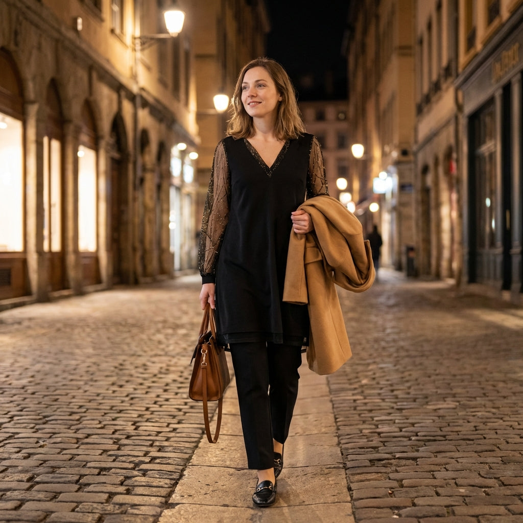 Robe de soirée manches longues transparentes