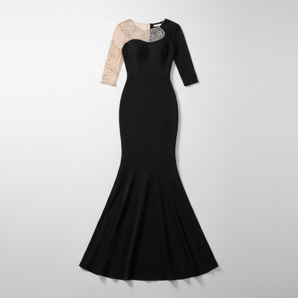Robe de soirée col bijou femme